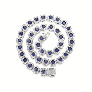 Row Of Tennis Chain Blue Rock Sugar Necklace