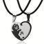 Titanium Steel Couple Cat Heart-shaped Necklace