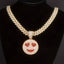 Ice Out Smiley Hearts Enamel Pendants Necklaces