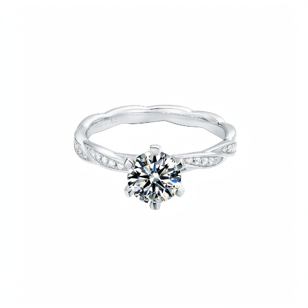 Women 1 Carat Round Brilliant Shape Thin Moissanite Ring