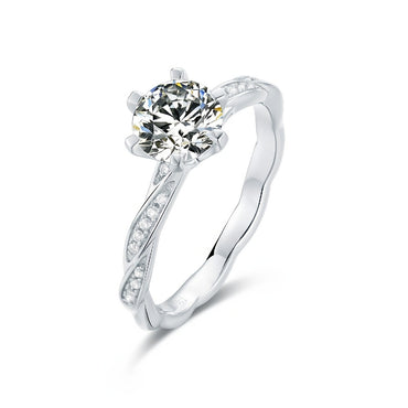 Women 1 Carat Round Brilliant Shape Thin Moissanite Ring