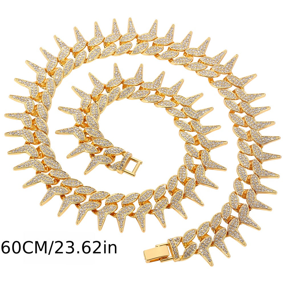 Heavy Iced Out Cuban Rivet Spike Thorns Link Bracelet Necklace