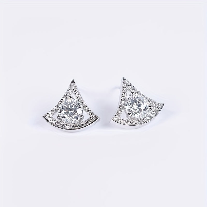 Women 2pcs Triangle Moissanite Earrings 925 Sterling Silvery