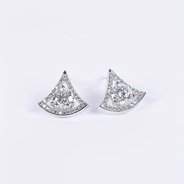 Women 2pcs Triangle Moissanite Earrings 925 Sterling Silvery