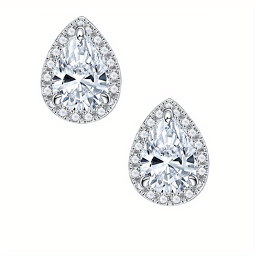 Women Silver Moissanite Teardrop Earrings