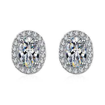 Women Oval Cut Moissanite Stud Earrings