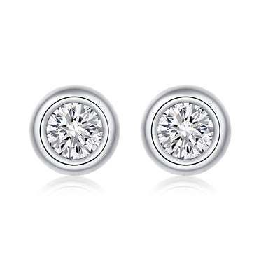 Women Round Sparkling Moissanite Stud Earrings