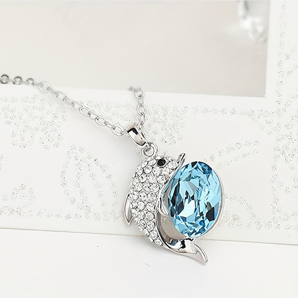 Sapphire Dolphin Pendant Necklace