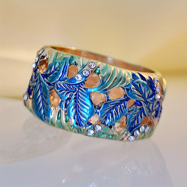 Vintage Painted Flower Leaf Ring