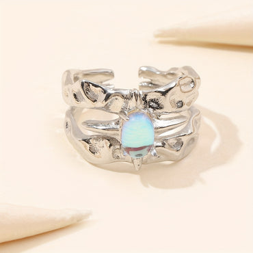 Moonstone Textured Metal Ring