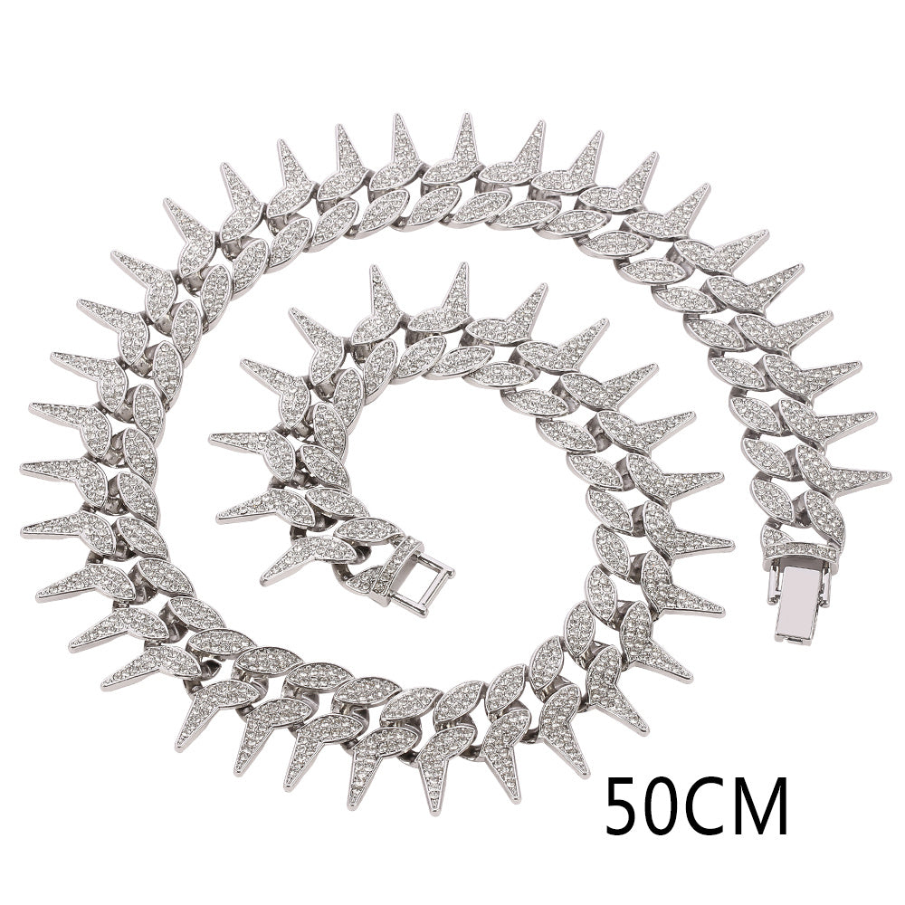 Heavy Iced Out Cuban Rivet Spike Thorns Link Bracelet Necklace