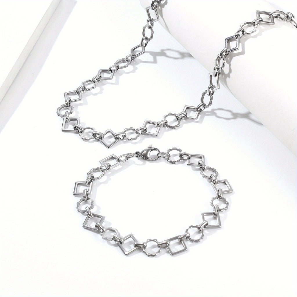 Gear Geometric Splicing Necklace Bracelet