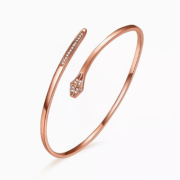 Snake Shaped Rose Golden Cuff Bracelet