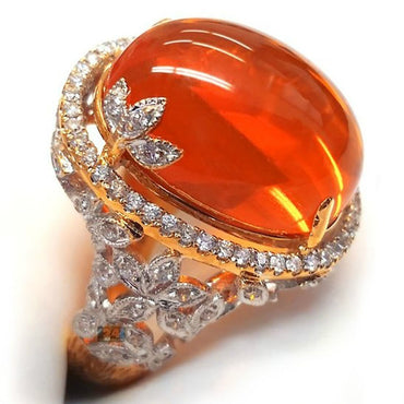 Hollow Flower Orange Gem Ring