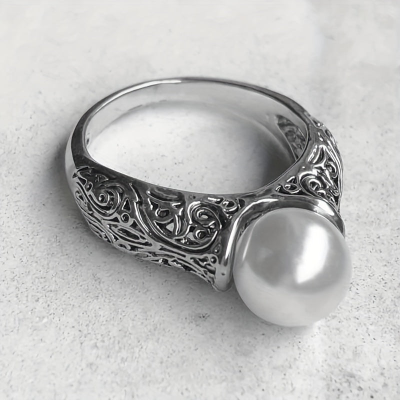 Faux Pearl Inlaid Ring