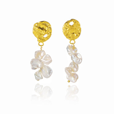 Pearl Fringe Chandelier Earrings