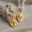 Baroque Freshwater Pearl Portrait Gold Coin Necklace