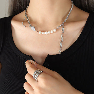 Irregular Freshwater Pearl Stitching Necklace