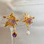 Asymmetrical Purple Butterfly Earrings