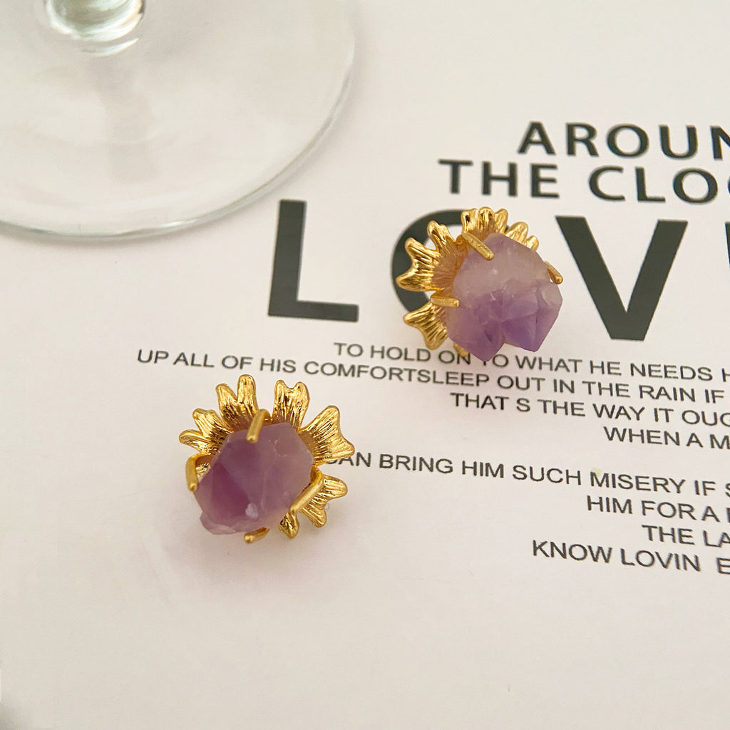Purple Beauty Flower Stud Earrings
