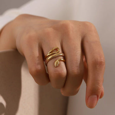 Textured Snake Cutout Adjustable Ring