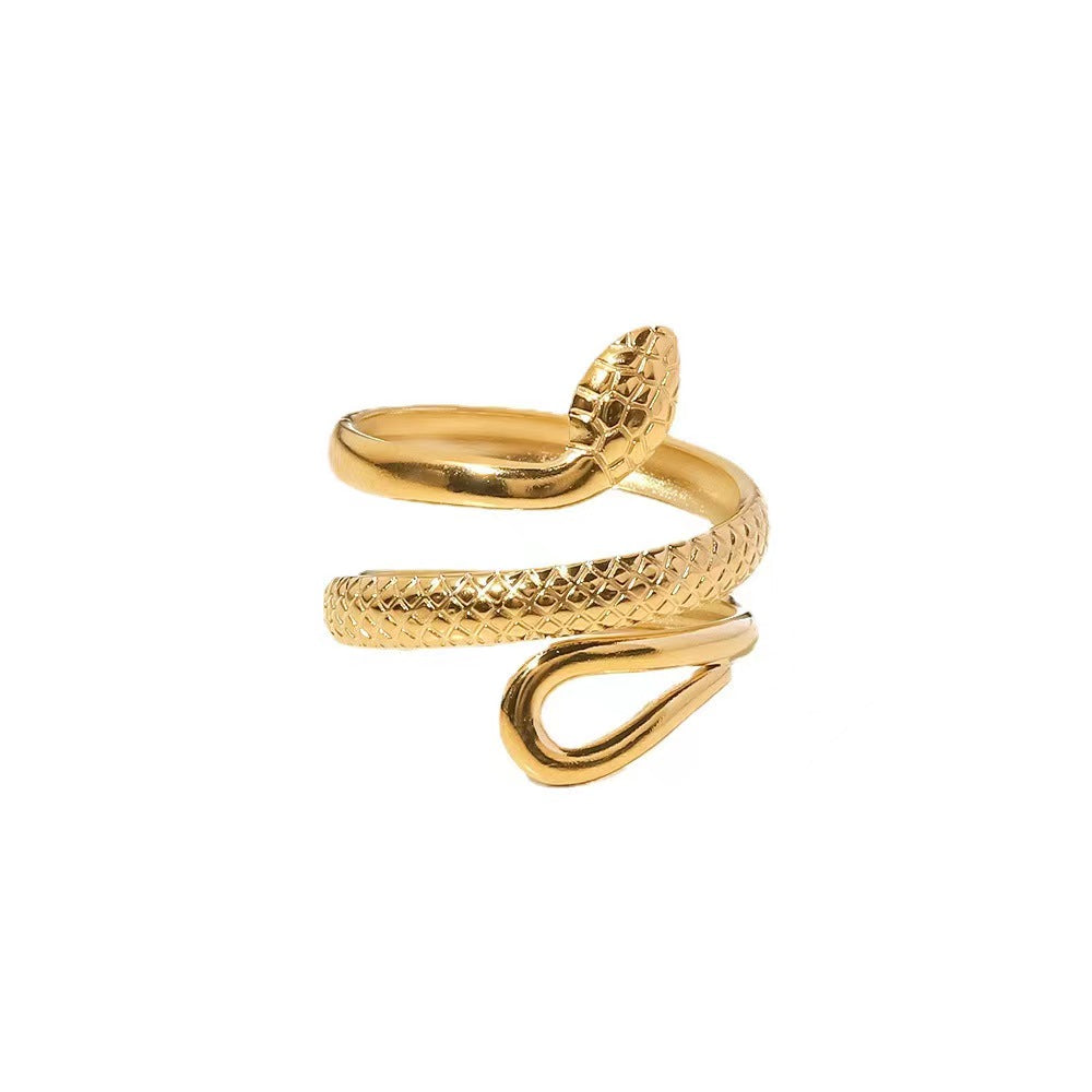 Textured Snake Cutout Adjustable Ring