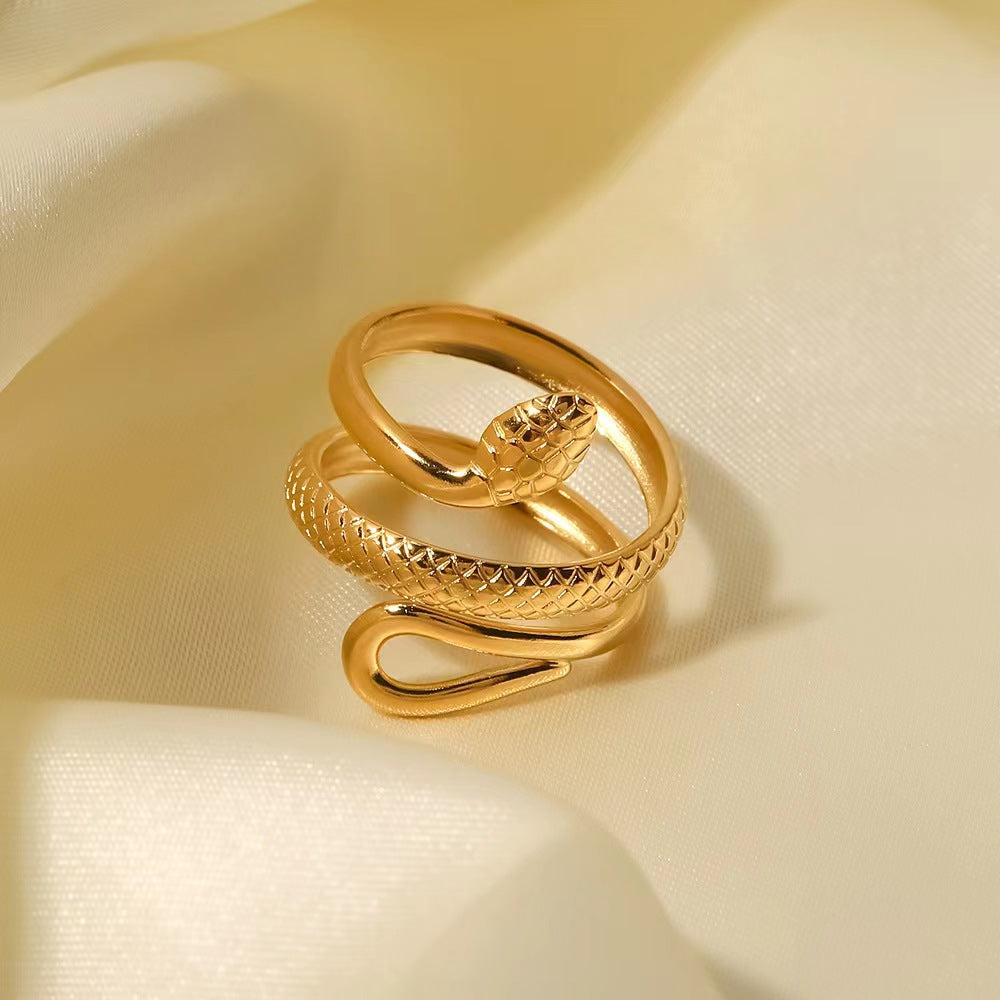 Textured Snake Cutout Adjustable Ring