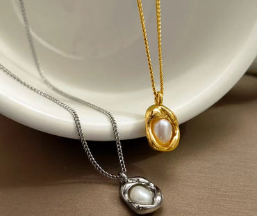 Geometric Irregular Lava Necklace