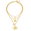 Triple-tier Pearl Starfish Shell Necklace