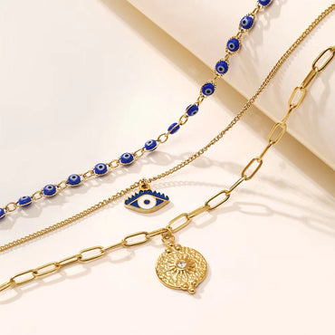 Blue Devil Eyes Layered Necklace