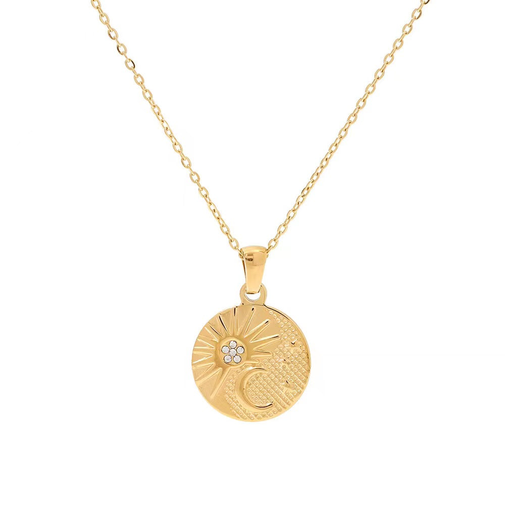 Sun Moon Gold Coin Necklace