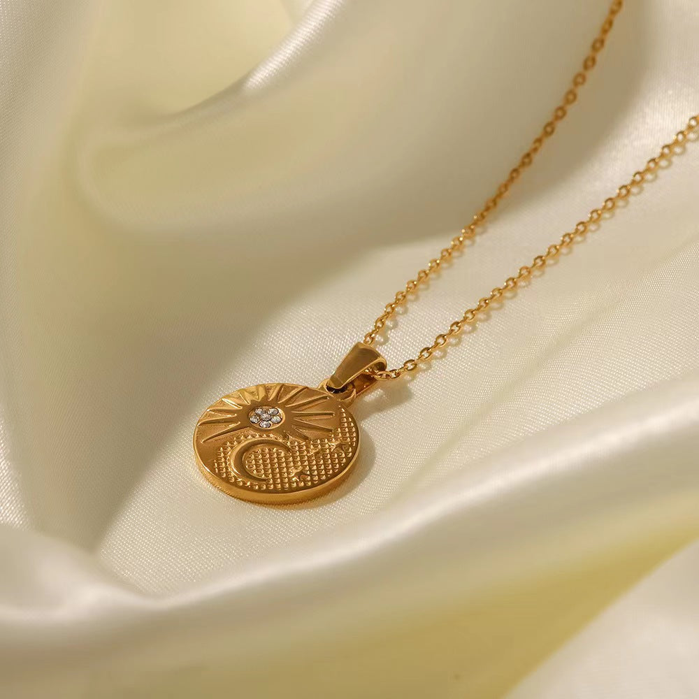 Sun Moon Gold Coin Necklace