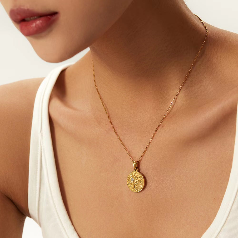 Sun Moon Gold Coin Necklace