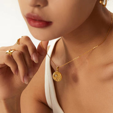 Sun Moon Gold Coin Necklace