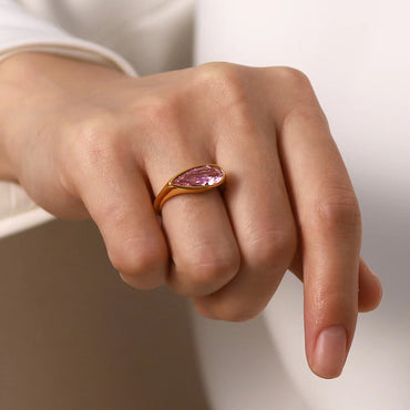 Pink Teardrop Zirconia Ring