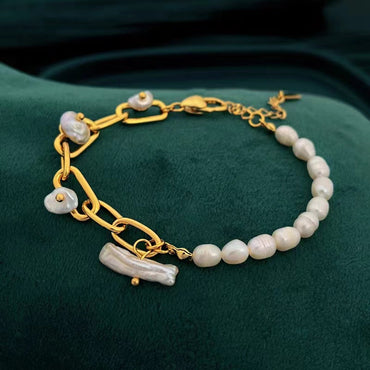 Irregular Pearl Stitching Bracelet