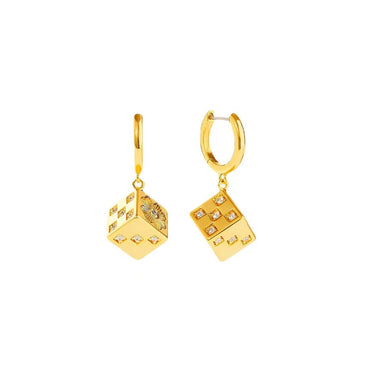 Cube Dice Micro Pave Diamond Earrings
