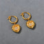 Gold Heart Cutout Sunflower Earrings