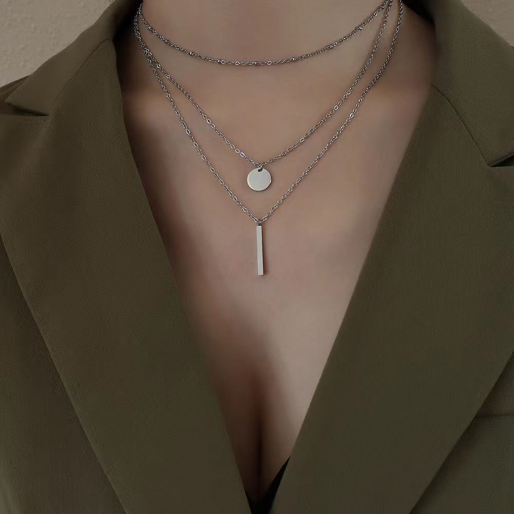 Geometric Triple Necklace