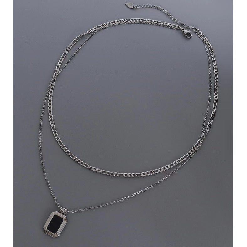 Black Square Layer Necklace