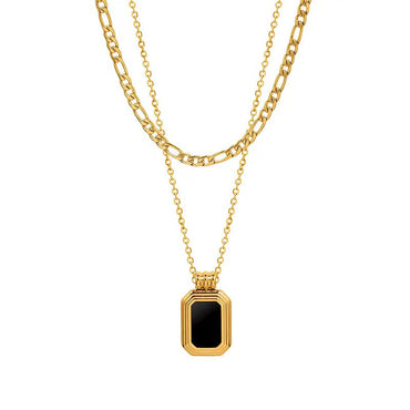 Black Square Layer Necklace