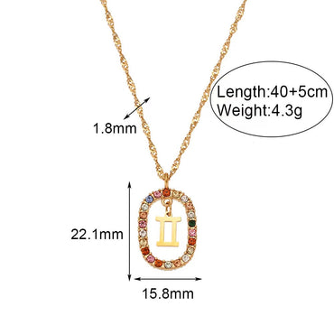 Micro-paved Colorful Zircon Cutout Constellation Necklace