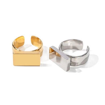 Rectangular Gold Silver Ring