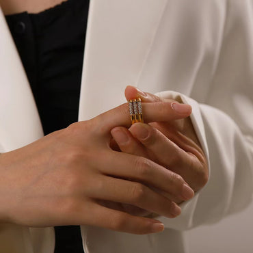 Triple Row Zircon Ring