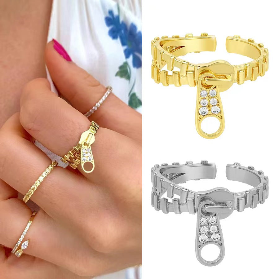 Paperclip Diamond Open Ring