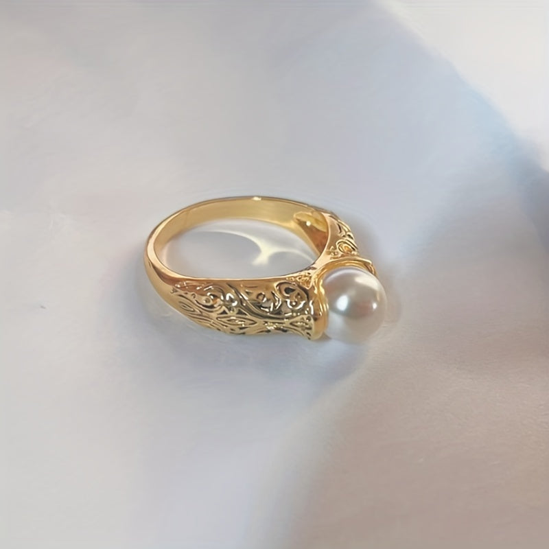 Faux Pearl Inlaid Ring