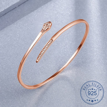 Snake Shaped Rose Golden Cuff Bracelet