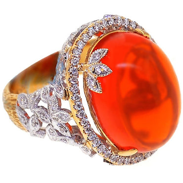 Hollow Flower Orange Gem Ring