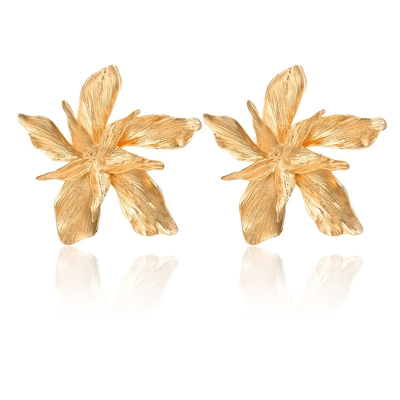 Irregular Flower & Leaf Stud Earrings