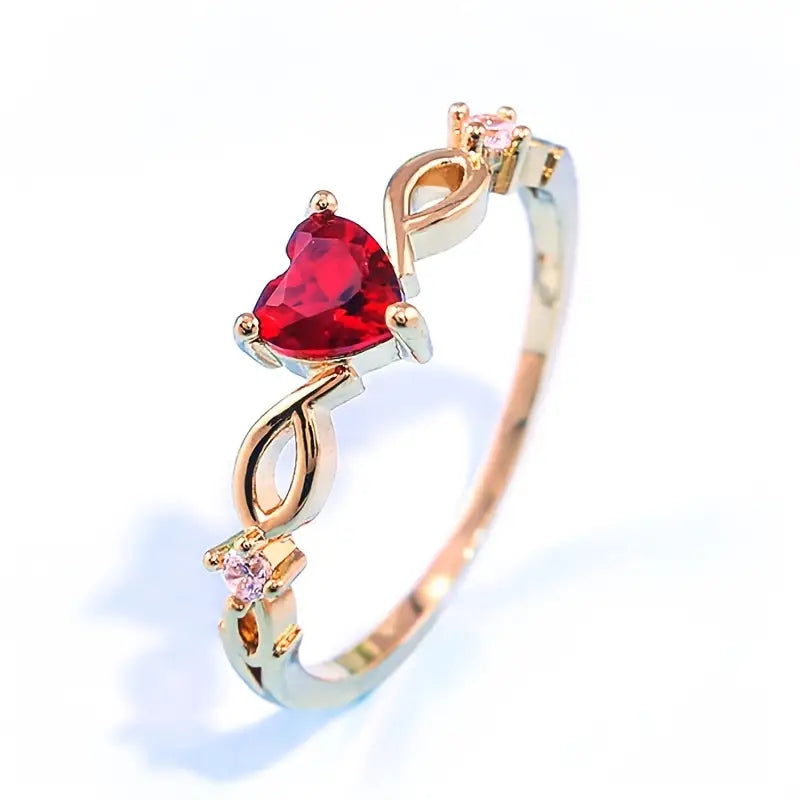 Heart Shape Synthetic Gemstones Ring